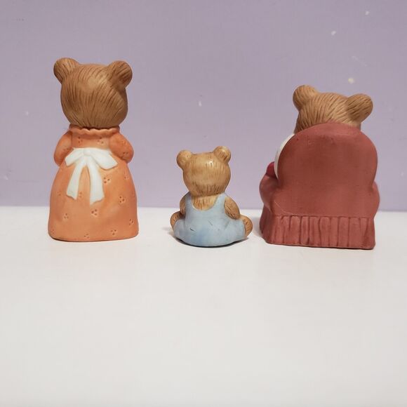 Homco Mom Dad Baby Christmas Morning Bears Figurines Home Decor Lot Of 3 - Picture 4 of 8